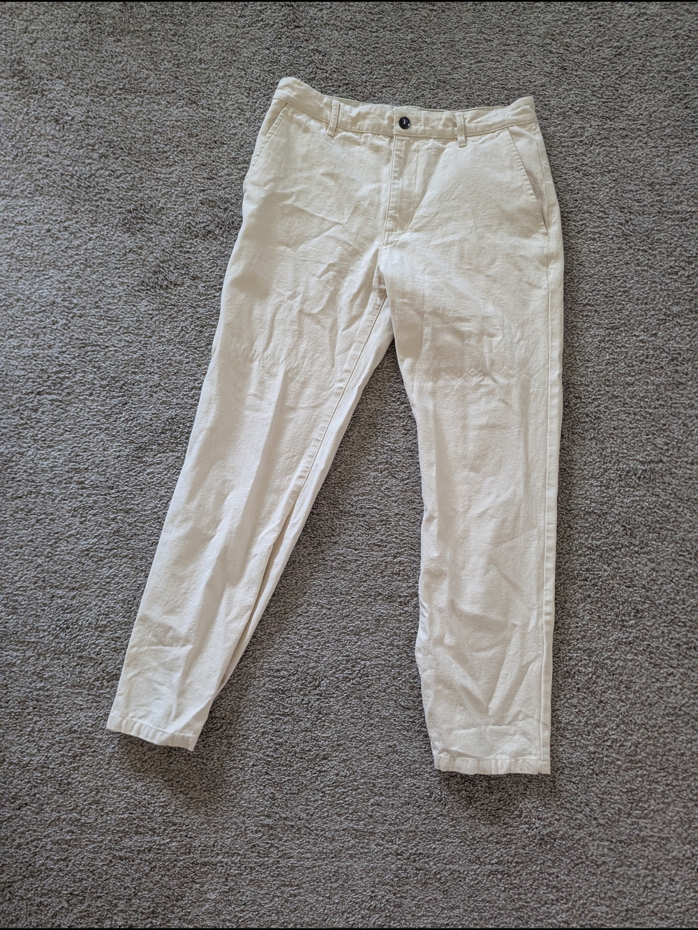 Men's Slim Linen-Blend Pants in Off-White